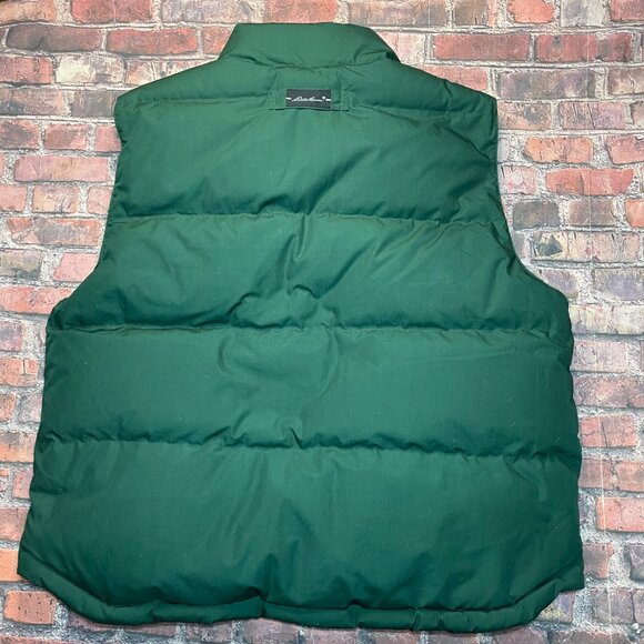 Eddie Bauer Vintage Puffer Reversible Jacket Vest Goose Down Green Men's Large - Picture 5 of 8